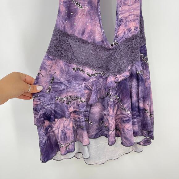I.AM.GIA | Astora Mini Dress in Purple Y2K Fairy Bling Backless XL - Picture 8 of 13